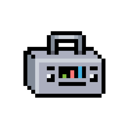 Pixel boombox floating in a sunny sky